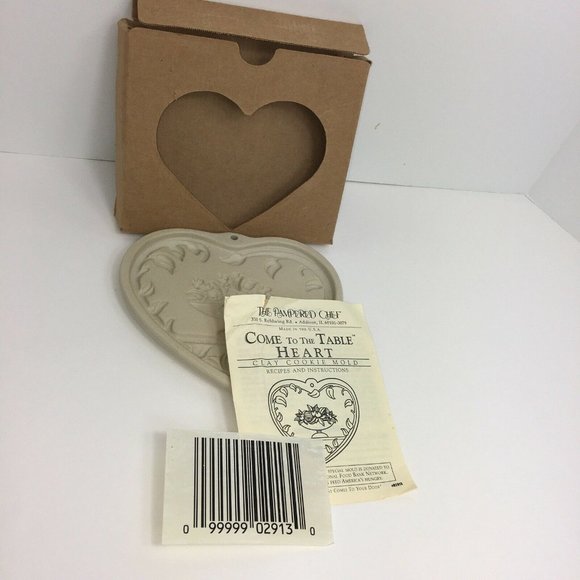 Pampered Chef Clay Cookie Mold Come To The Table Heart Vintage 1999 Baking Cook - Picture 5 of 12
